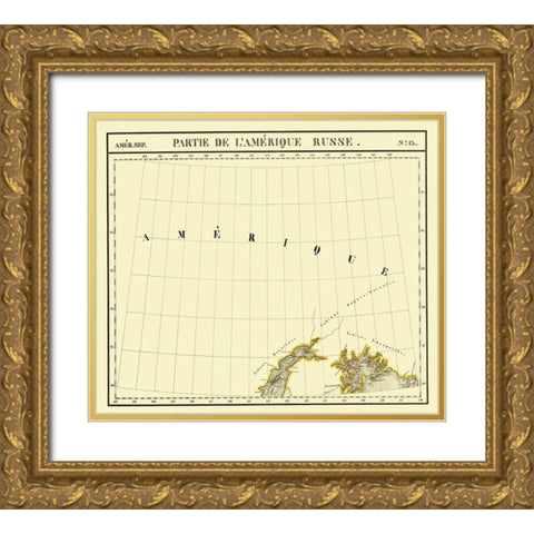 Alaska Southern Part No.13 - Vandermaelen 1827 Gold Ornate Wood Framed Art Print with Double Matting by Vandermaelen