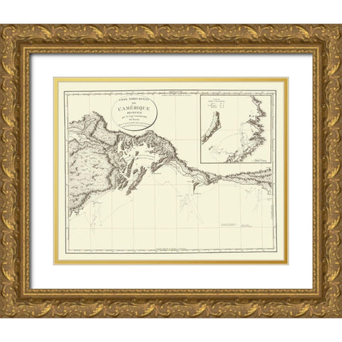 Prince WilliamS Sound Alaska - Vancouver 1800 Gold Ornate Wood Framed Art Print with Double Matting by Vancouver