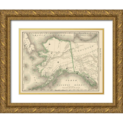 Alaska - Rand McNally 1879 Gold Ornate Wood Framed Art Print with Double Matting by Rand McNally