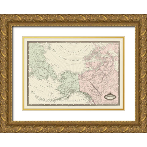 North America, Eastern Russia - Renouard 1860 Gold Ornate Wood Framed Art Print with Double Matting by Renouard