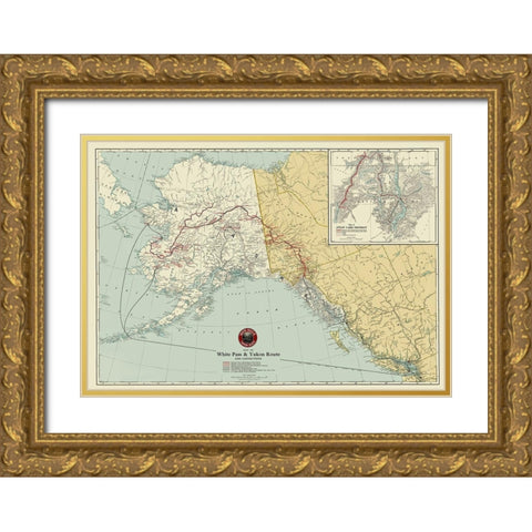 White Pass, Yukon Route Railroad - 1917 Gold Ornate Wood Framed Art Print with Double Matting by Unknown