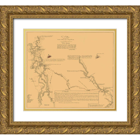Alabama, West Florida Coastal Rivers - Taitt 1771 Gold Ornate Wood Framed Art Print with Double Matting by Taitt