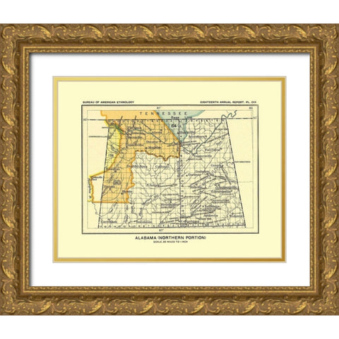 Northern Alabama - Hoen 1896 Gold Ornate Wood Framed Art Print with Double Matting by Hoen