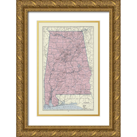 Alabama - Hammond  1920 Gold Ornate Wood Framed Art Print with Double Matting by Hammond