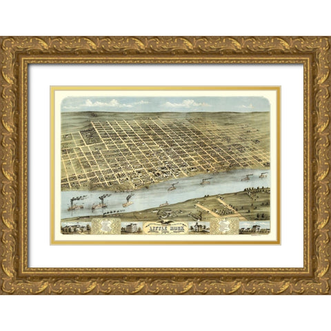 Little Rock Arkansas - Ruger 1871 Gold Ornate Wood Framed Art Print with Double Matting by Ruger