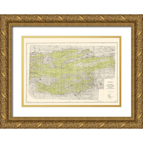 Ouachita National Forest Arkansas - USGS 1945 Gold Ornate Wood Framed Art Print with Double Matting by USGS