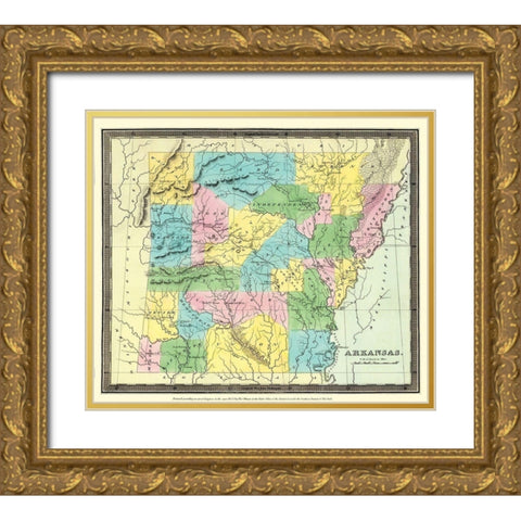 Arkansas Territory - Burr 1835 Gold Ornate Wood Framed Art Print with Double Matting by Burr