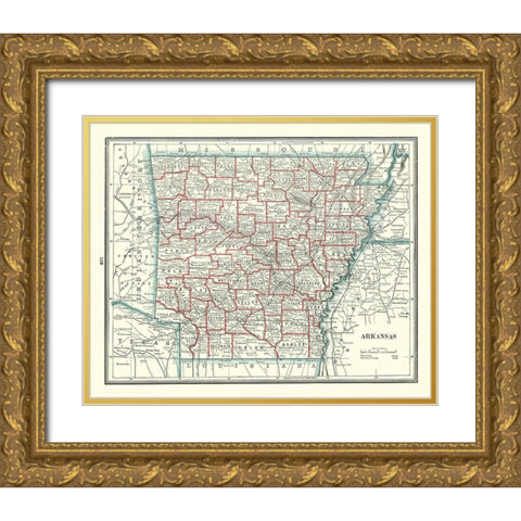 Arkansas - Rathbun 1893 Gold Ornate Wood Framed Art Print with Double Matting by Rathbun