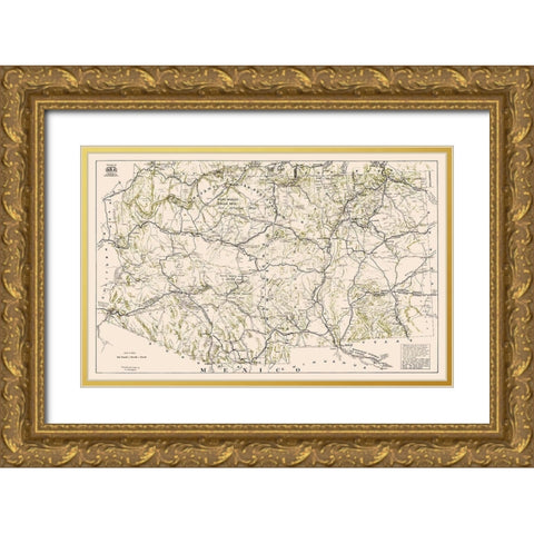 Arizona New Mexico - Westgard 1919  Gold Ornate Wood Framed Art Print with Double Matting by Westgard