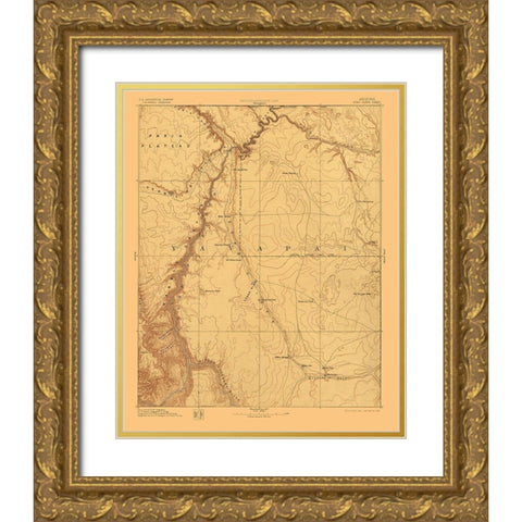 Echo Cliffs Sheet Arizona - USGS 1891  Gold Ornate Wood Framed Art Print with Double Matting by USGS