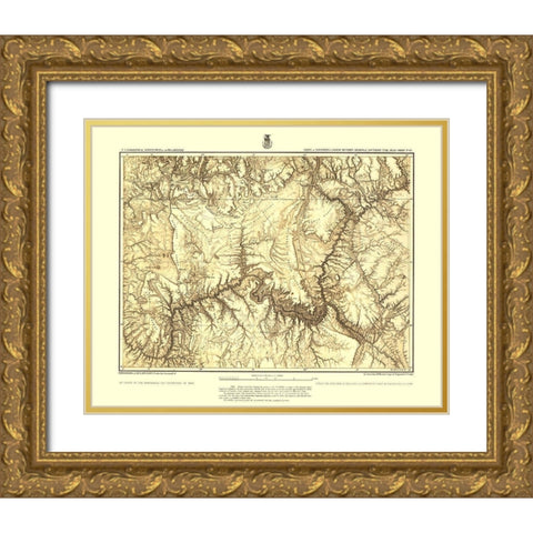 Arizona Utah Atlas Sheet - USGS 1873  Gold Ornate Wood Framed Art Print with Double Matting by USGS