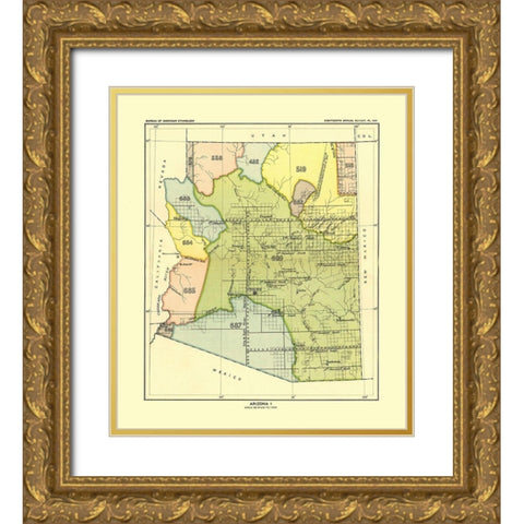 Western Arizona - Hoen 1896 Gold Ornate Wood Framed Art Print with Double Matting by Hoen