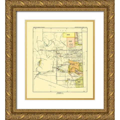 Arizona - Hoen 1896 Gold Ornate Wood Framed Art Print with Double Matting by Hoen