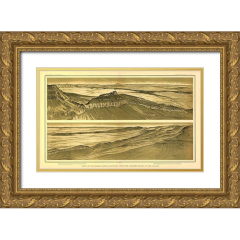 Grand Canyon , Marble Canyon Arizona - Bien 1882 Gold Ornate Wood Framed Art Print with Double Matting by Bien