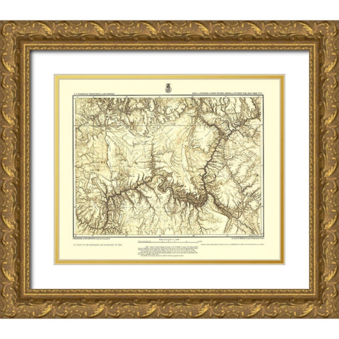 Arizona Utah Sheet - USGS 1873 Gold Ornate Wood Framed Art Print with Double Matting by USGS