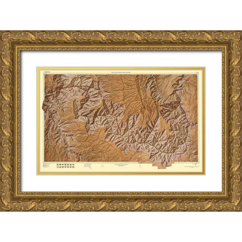 Grand Canyon Arizona - USGS 1962 Gold Ornate Wood Framed Art Print with Double Matting by USGS