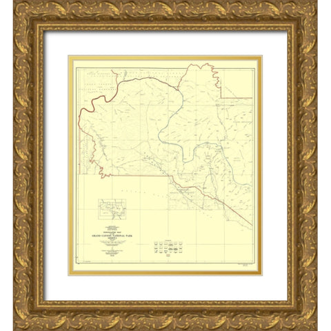 Grand Canyon West Half Arizona - USGS 1927 Gold Ornate Wood Framed Art Print with Double Matting by USGS