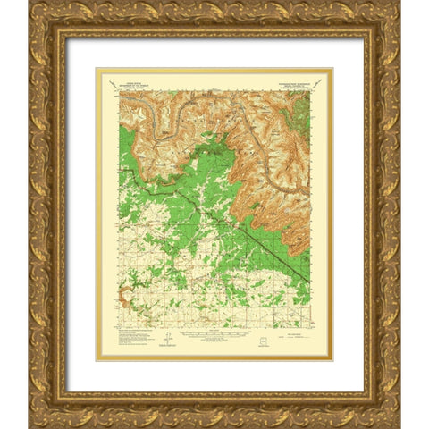 Havasupai Point Arizona Quad - USGS 1962 Gold Ornate Wood Framed Art Print with Double Matting by USGS