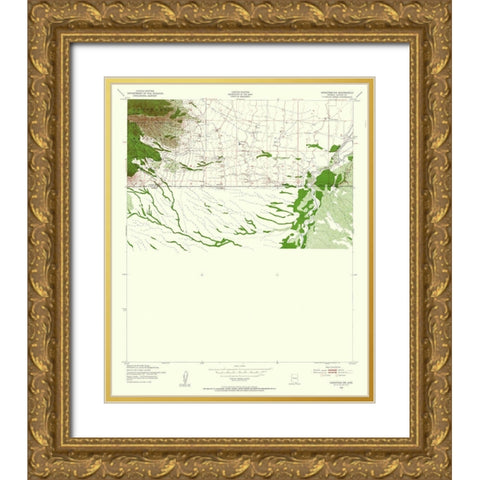 South West Hereford Arizona Quad - USGS 1952 Gold Ornate Wood Framed Art Print with Double Matting by USGS