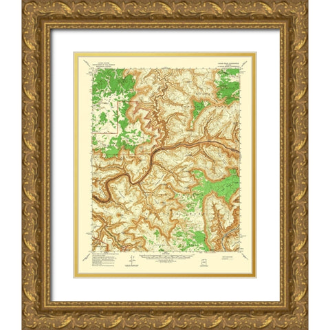 Kanab Point Arizona Quad - USGS 1964 Gold Ornate Wood Framed Art Print with Double Matting by USGS