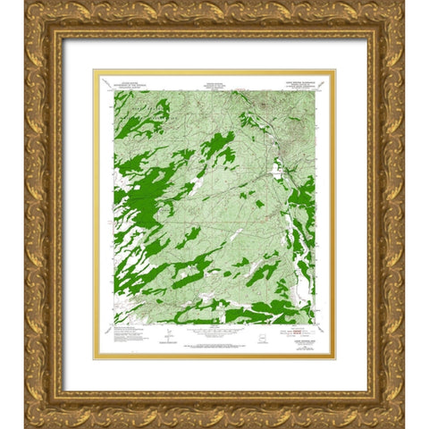 Lewis Springs Arizona Quad - USGS 1952 Gold Ornate Wood Framed Art Print with Double Matting by USGS