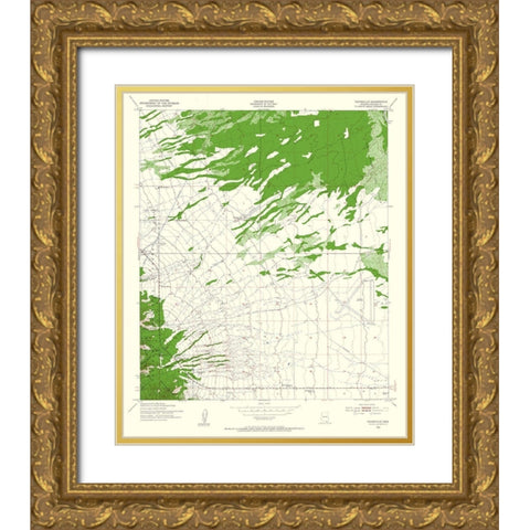 Nicksville Arizona Quad - USGS 1952 Gold Ornate Wood Framed Art Print with Double Matting by USGS