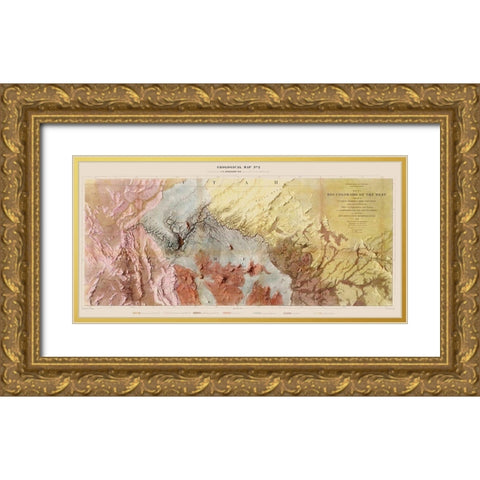 Colorado River Arizona Nevada Geological Gold Ornate Wood Framed Art Print with Double Matting by Floyd