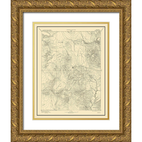 Prescott Arizona Sheet - USGS 1892 Gold Ornate Wood Framed Art Print with Double Matting by USGS