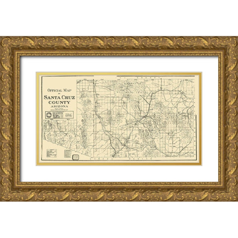Santa Cruz Arizona - Larimore 1917 Gold Ornate Wood Framed Art Print with Double Matting by Larimore