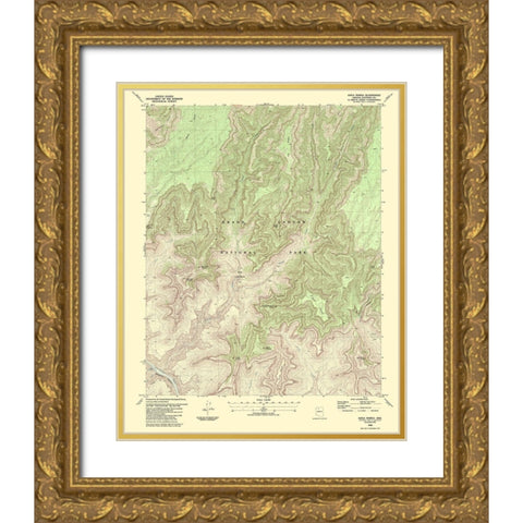 Shiva Temple Arizona Quad - USGS 1988 Gold Ornate Wood Framed Art Print with Double Matting by USGS