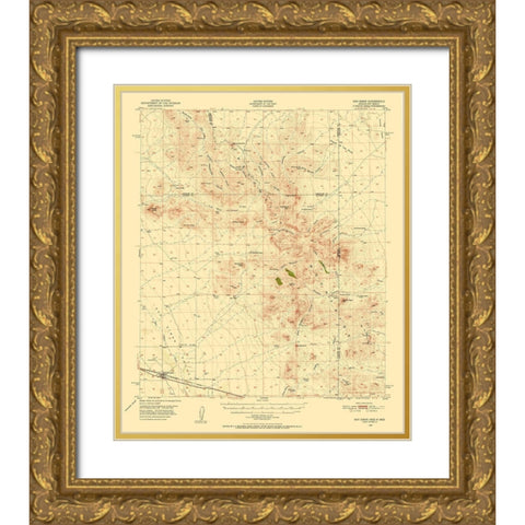 San Simon Arizona Quad - USGS 1950 Gold Ornate Wood Framed Art Print with Double Matting by USGS