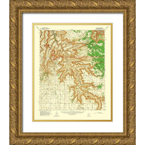 Supai Arizona Quad - USGS 1962 Gold Ornate Wood Framed Art Print with Double Matting by USGS