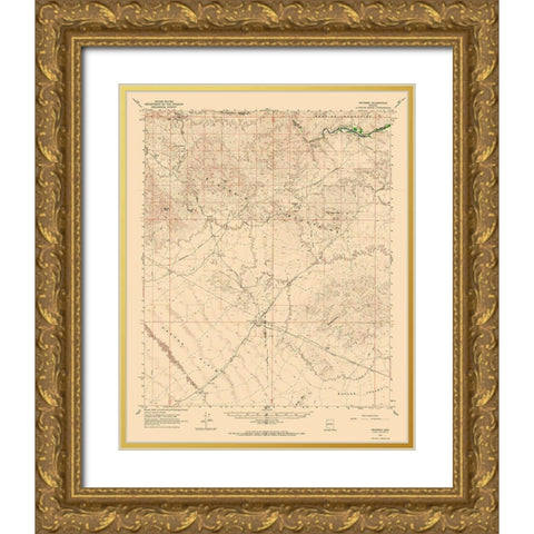 Swansea Arizona Quad - USGS 1966 Gold Ornate Wood Framed Art Print with Double Matting by USGS