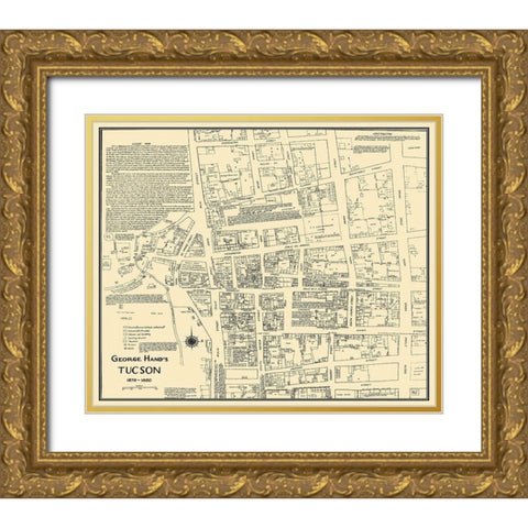 Tucson Arizona - Hand 1870 Gold Ornate Wood Framed Art Print with Double Matting by Hand