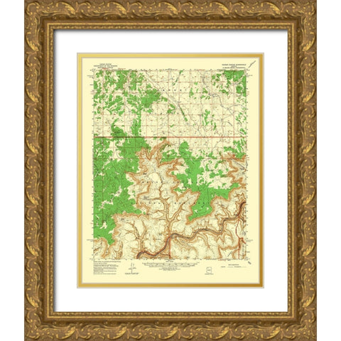 Tuckup Canyon Arizona Quad - USGS 1962 Gold Ornate Wood Framed Art Print with Double Matting by USGS