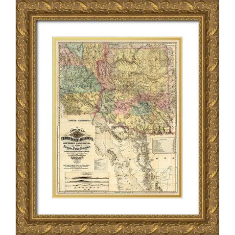 Arizona Territory - Britton  1877 Gold Ornate Wood Framed Art Print with Double Matting by Britton