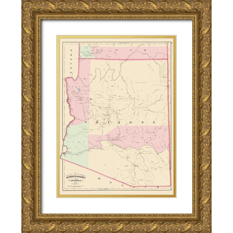 Arizona - Asher  1874 Gold Ornate Wood Framed Art Print with Double Matting by Asher