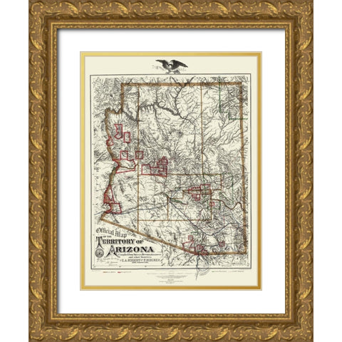 Arizona Territory - Eckhoff 1880 Gold Ornate Wood Framed Art Print with Double Matting by Eckhoff
