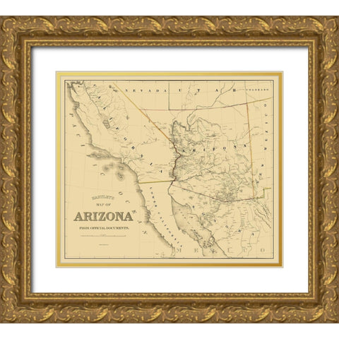 Arizona - Hartley 1863 Gold Ornate Wood Framed Art Print with Double Matting by Hartley