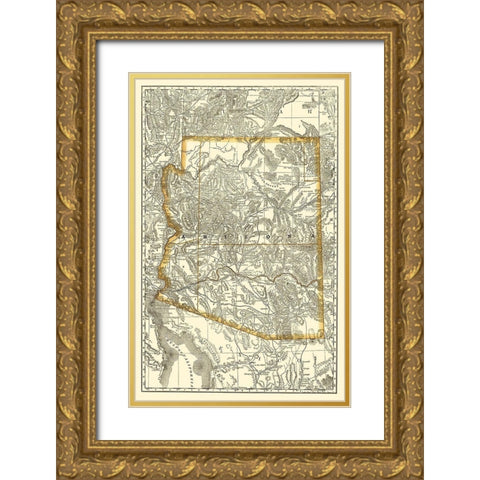Arizona - Rand McNally 1876 Gold Ornate Wood Framed Art Print with Double Matting by Rand McNally