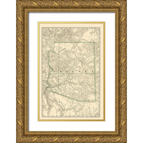 Arizona - Rand McNally 1879 Gold Ornate Wood Framed Art Print with Double Matting by Rand McNally