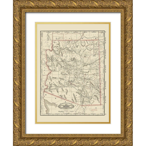 Arizona - Cram 1889 Gold Ornate Wood Framed Art Print with Double Matting by Cram