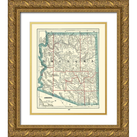 Arizona - Rathbun 1893 Gold Ornate Wood Framed Art Print with Double Matting by Rathbun