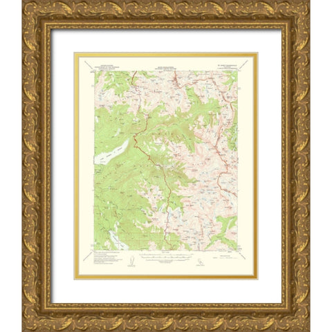 Mt Abbot California Quad - USGS 1963 Gold Ornate Wood Framed Art Print with Double Matting by USGS