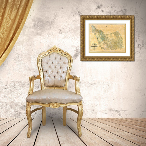 Alameda California - Higley 1857 Gold Ornate Wood Framed Art Print with Double Matting by Higley