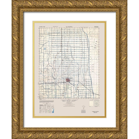 Alamorio Sheet - US Army  1944 Gold Ornate Wood Framed Art Print with Double Matting by US Army