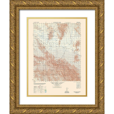 Avawatz Pass Sheet - US Army 1948 Gold Ornate Wood Framed Art Print with Double Matting by US Army