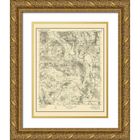 Avawatz California Quad - USGS 1933 Gold Ornate Wood Framed Art Print with Double Matting by USGS