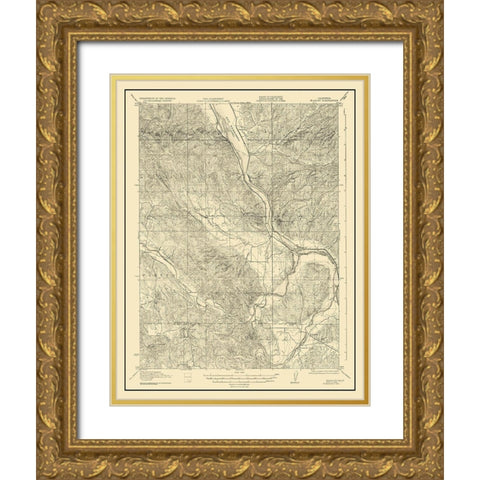 Bradley California Quad - USGS 1929 Gold Ornate Wood Framed Art Print with Double Matting by USGS