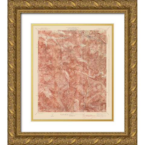 Mt Baden Powell California Quad - USGS 1940 Gold Ornate Wood Framed Art Print with Double Matting by USGS